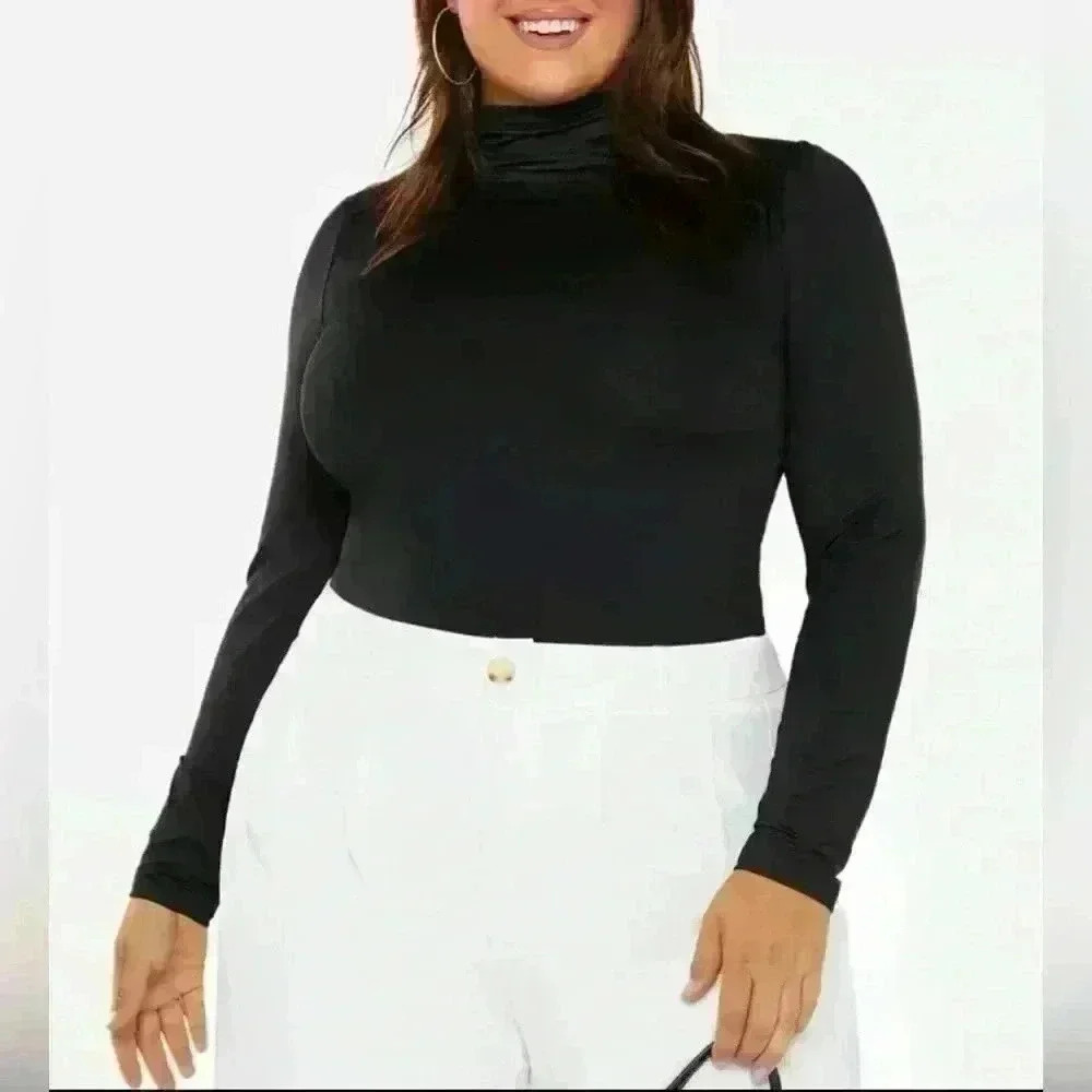 Shein Basics Plus Solid Hight Neck Tee (415)